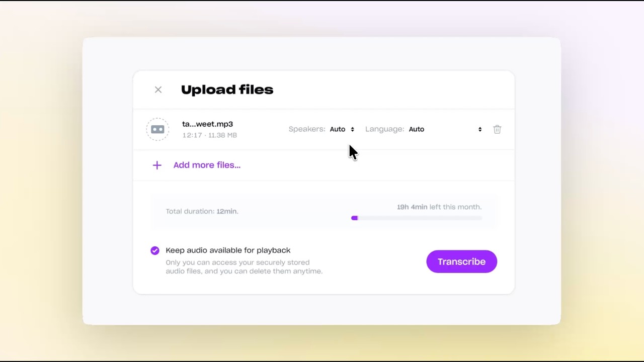Specify speakers before you upload an audio file