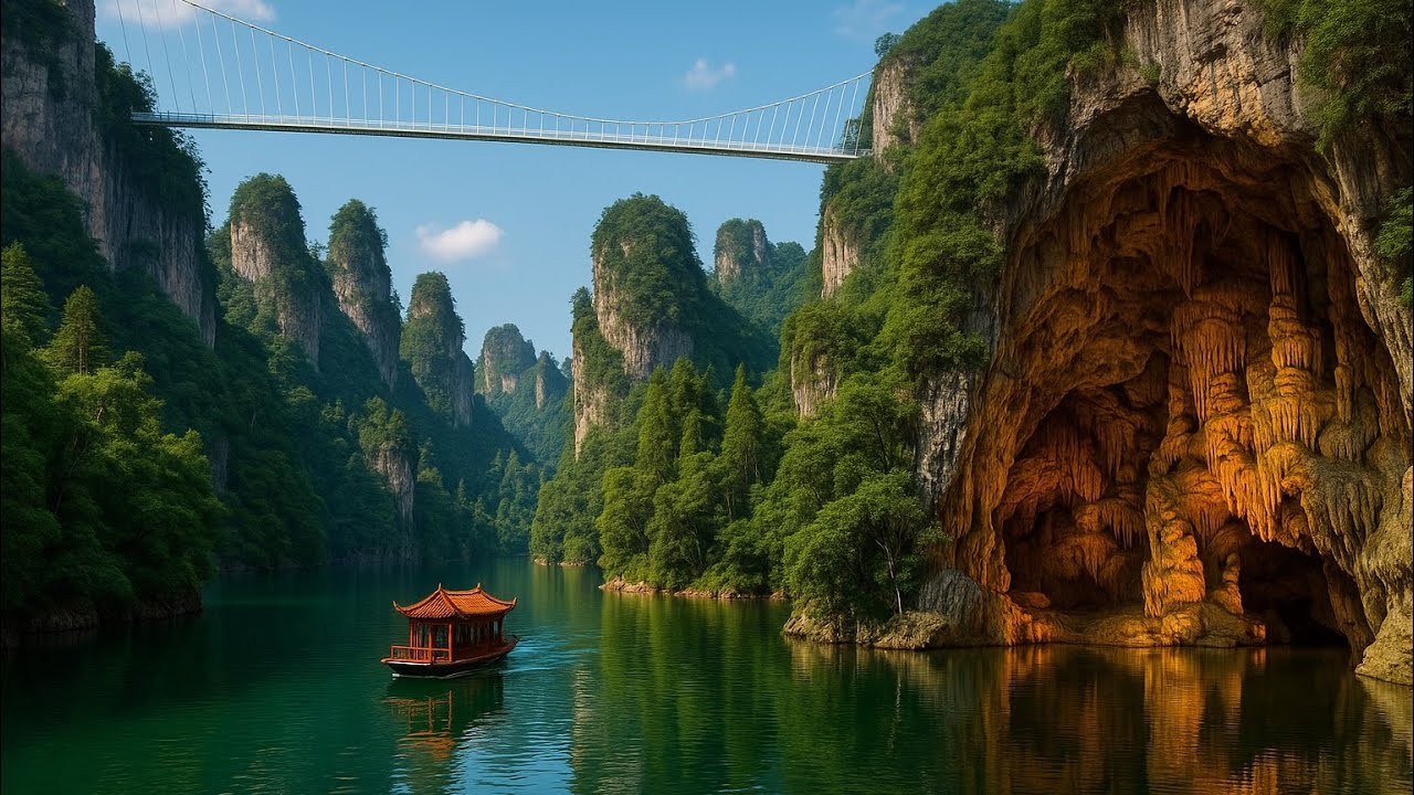 🇨🇳 Let's Explore China! Part Two: Grand Canyon Glass Bridge, Baofeng Lake, Huanglong Cave 张家界大峡谷玻璃桥