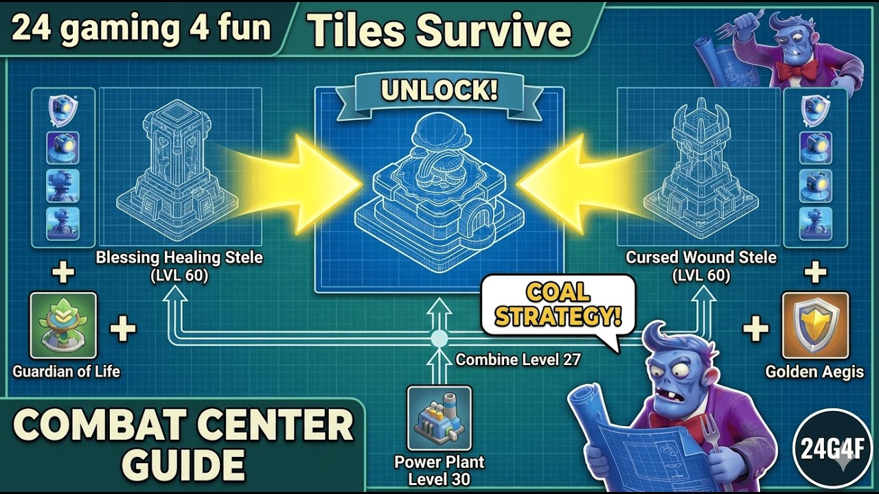 Tiles Survive- The ultimate endgame building! unlock the Combat Center ! whats inside it ?