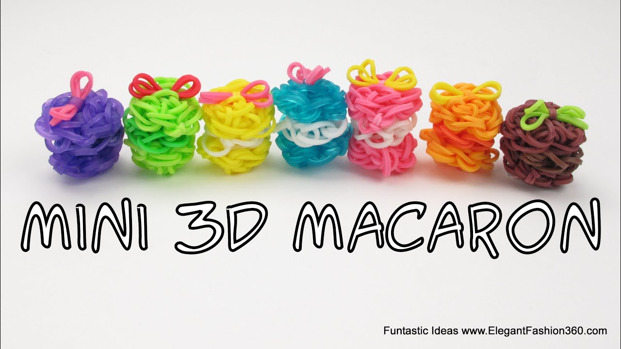 Rainbow Loom 3D Macaron Charms - How to - Food Series