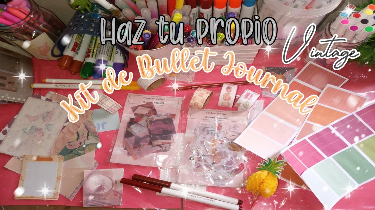 Kit de Bullet Journal ✨💛🌻 Vintage + Plantillas Gratis ✂️🍰