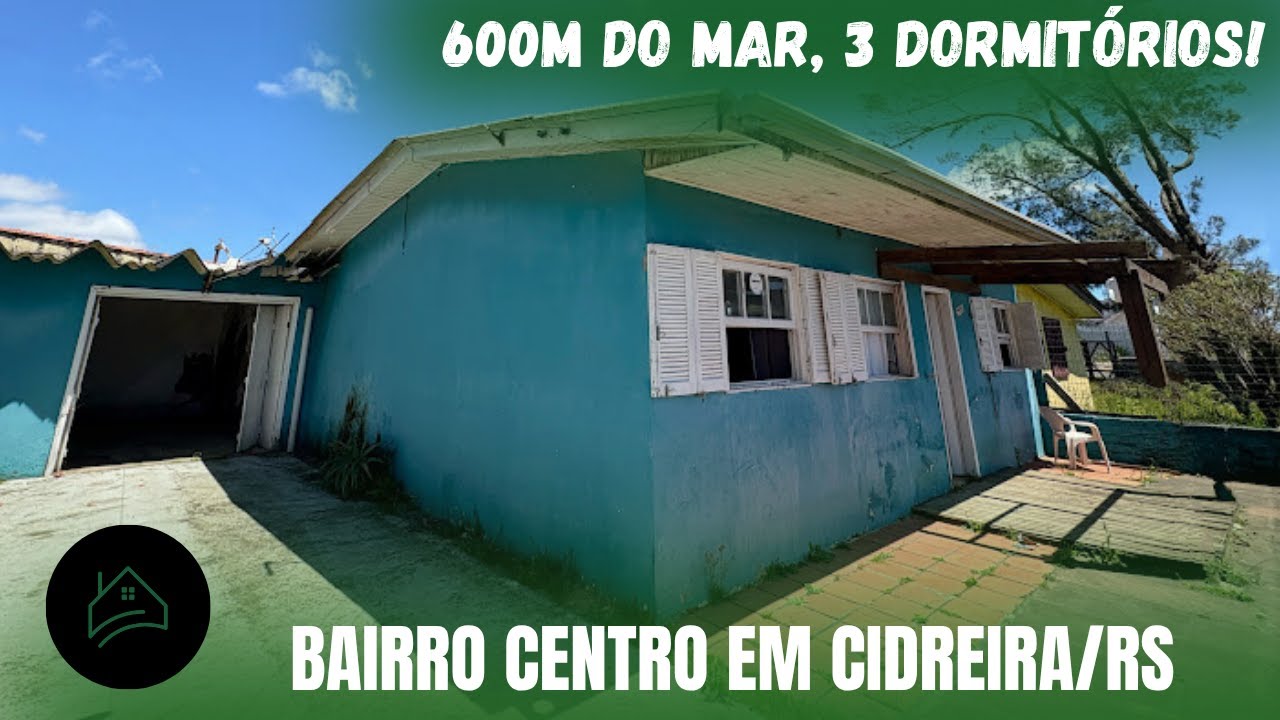 R$180.000,00 Casa com 3 dormitórios, 600m da beira mar, no bairro centro em Cidreira/RS