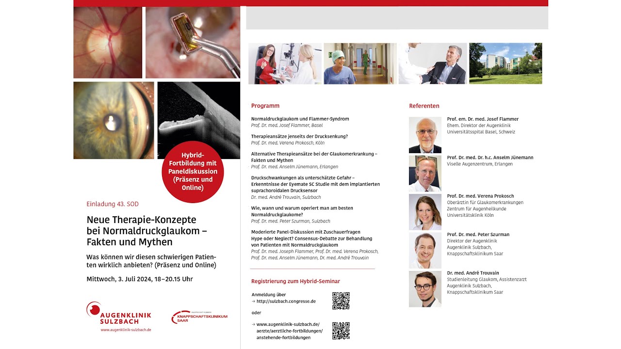 SOD 2024 - Neue Therapie-Konzepte bei Normaldruckglaukom – Fakten und Mythen, Augenklinik Sulzbach