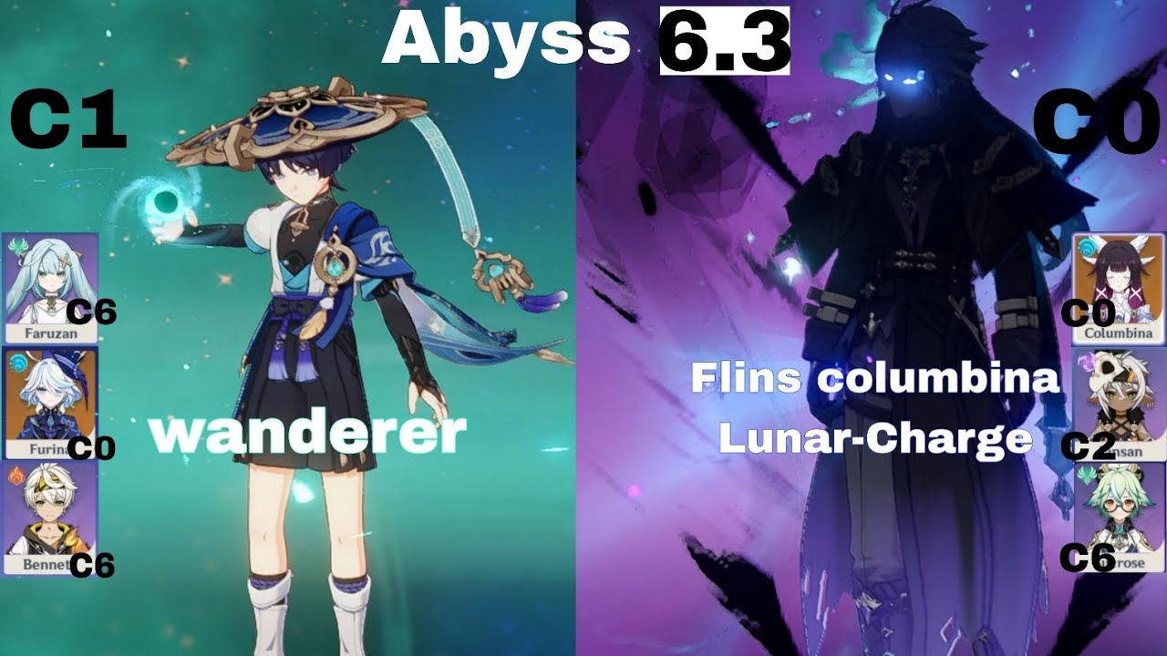 New Spiral Abyss 6.3| Team Wanderer C1 & Lunar-Charge Flins C0 columbina C0 | Genshin Impact