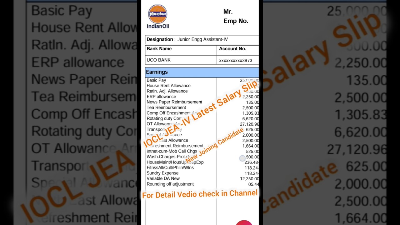 #iocl IOCL JEA Latest Salary Slip ll IOCL Refinery JEA-4 Salary Slip ll IOCL Motivation #indianoil