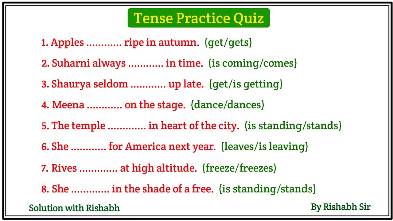 Tense Practice Questions for All Competitive Exams | Tense Practice Set | Tense | Fill in the blanks