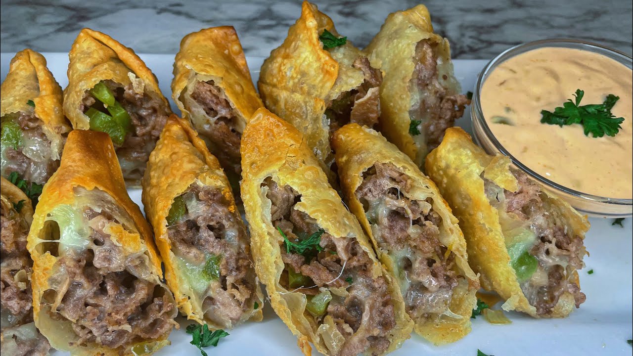Easy Philly Cheesesteak Eggrolls|Game Day Food