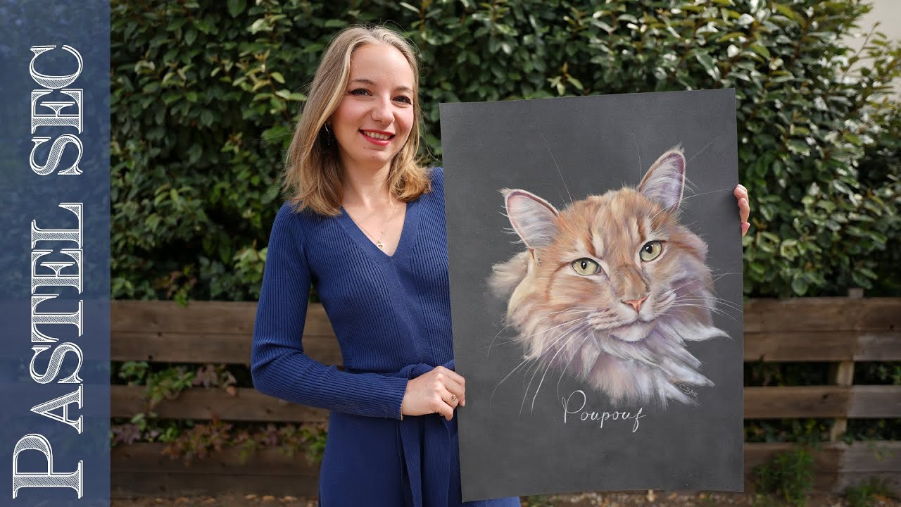 Chat au pastel sec 😺