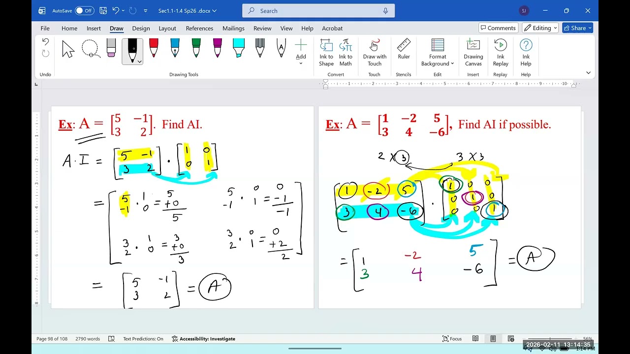 Lec6 Sec1.4 M160 Transpose, Identity, Inverse, Symmetric Matrices