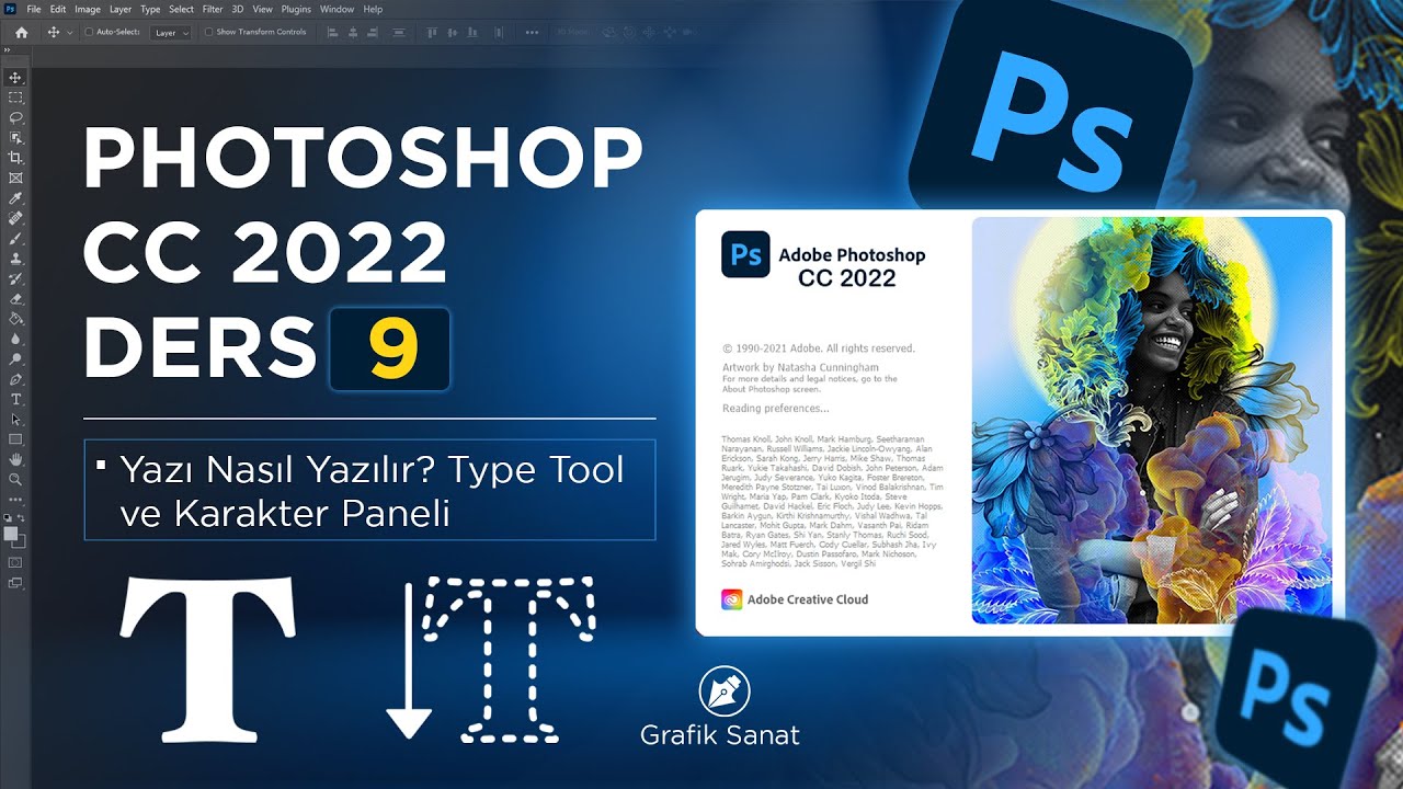 PHOTOSHOP CC 2022 DERSLERİ (Yazı Nasıl Yazılı? ve Karakter Paneli ) #ders9