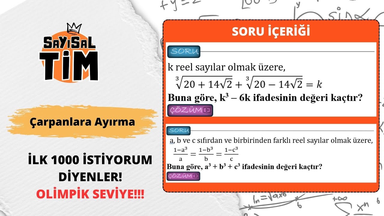 İddialısına &Ccedil;arpanlara Ayırma Soru &Ccedil;&ouml;z&uuml;m&uuml;! / &Ccedil;arpanlara Ayrıma / İlk 1000 Tayfa / AYT Aday