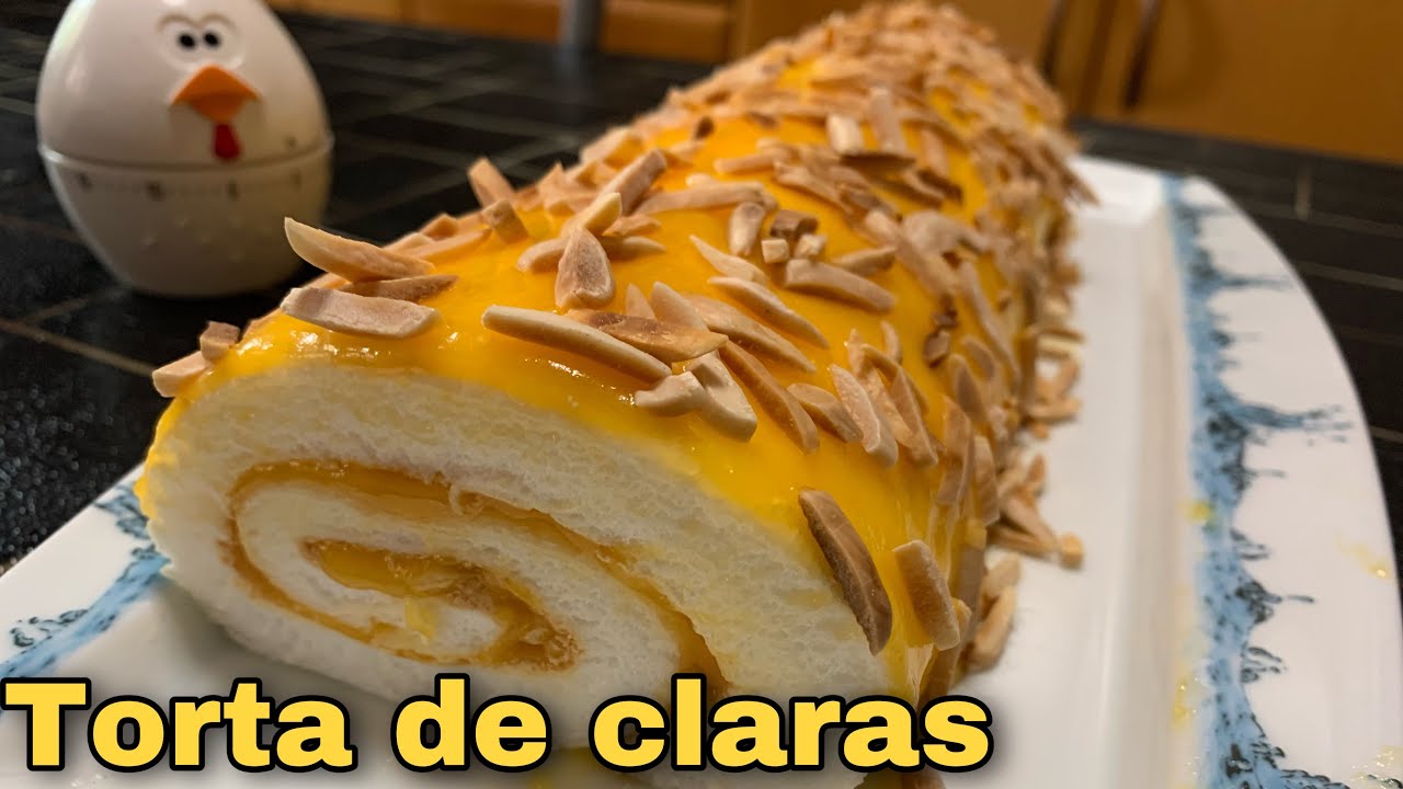Torta De Claras Recheada com Doce de ovos - Leve, Fofa e Deliciosa!