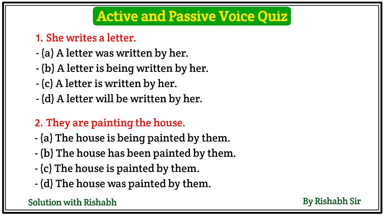 Active and Passive voice quiz | Active and Passive voice in english | Active voice and Passive voice