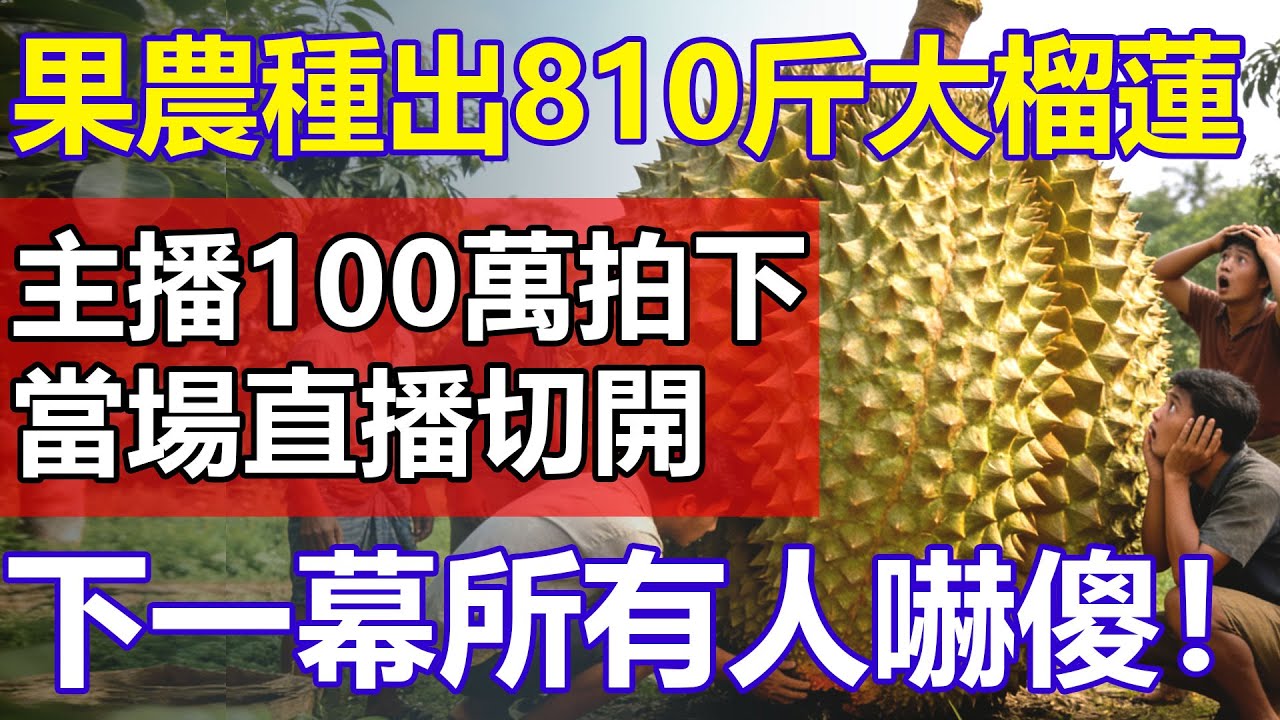 云南果農種出810斤巨型榴蓮，被主播花100萬買下，當場直播开榴莲，看到裏面一幕所有人嚇懵！