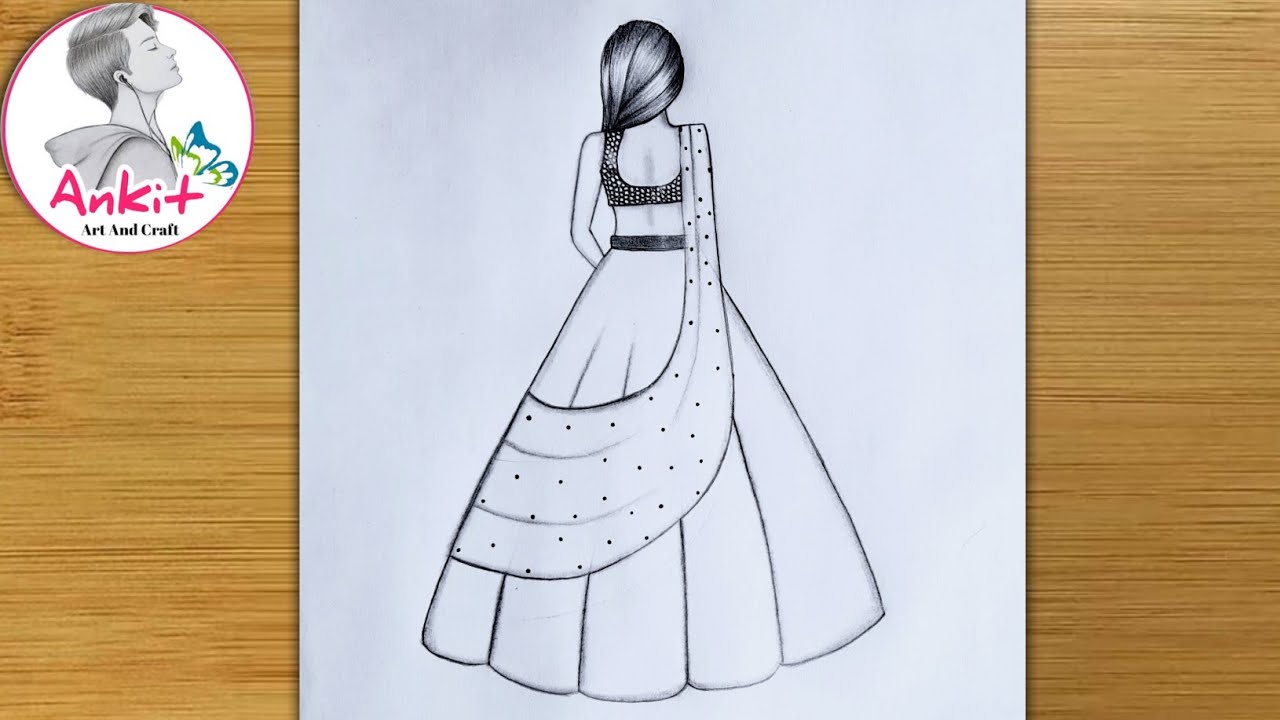 How to draw a girl with lehenga / girl drawing / how to draw a girl in beautiful traditional dress