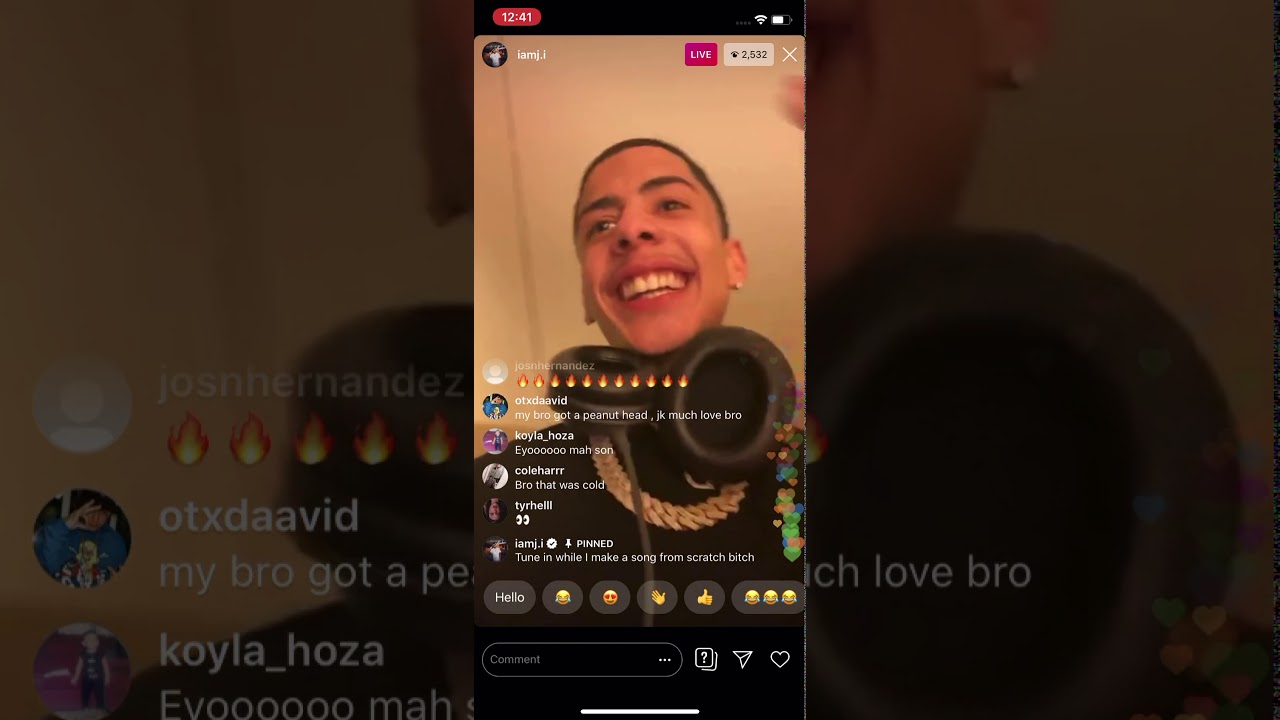 J.I records a song live on IG