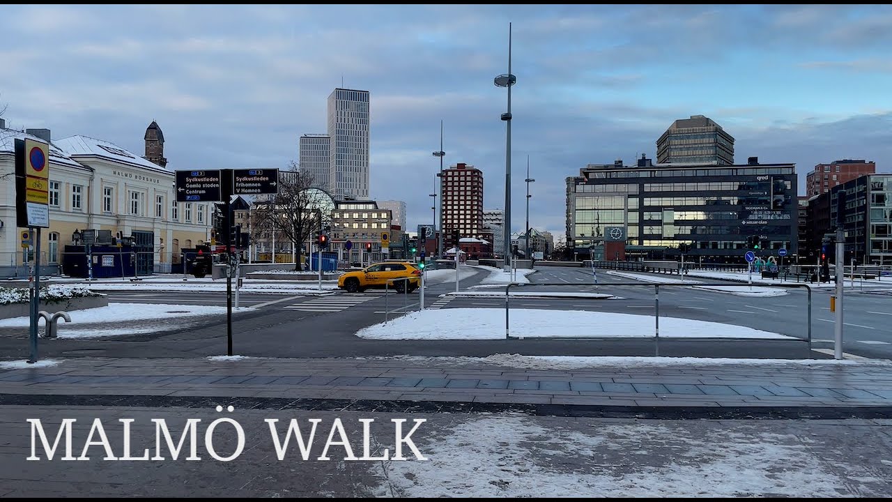 🇸🇪 Malm&ouml;, Sweden Walking Tour | Morning Winter Walk in the City Center  [4K HDR 60fps Binaural ASMR]