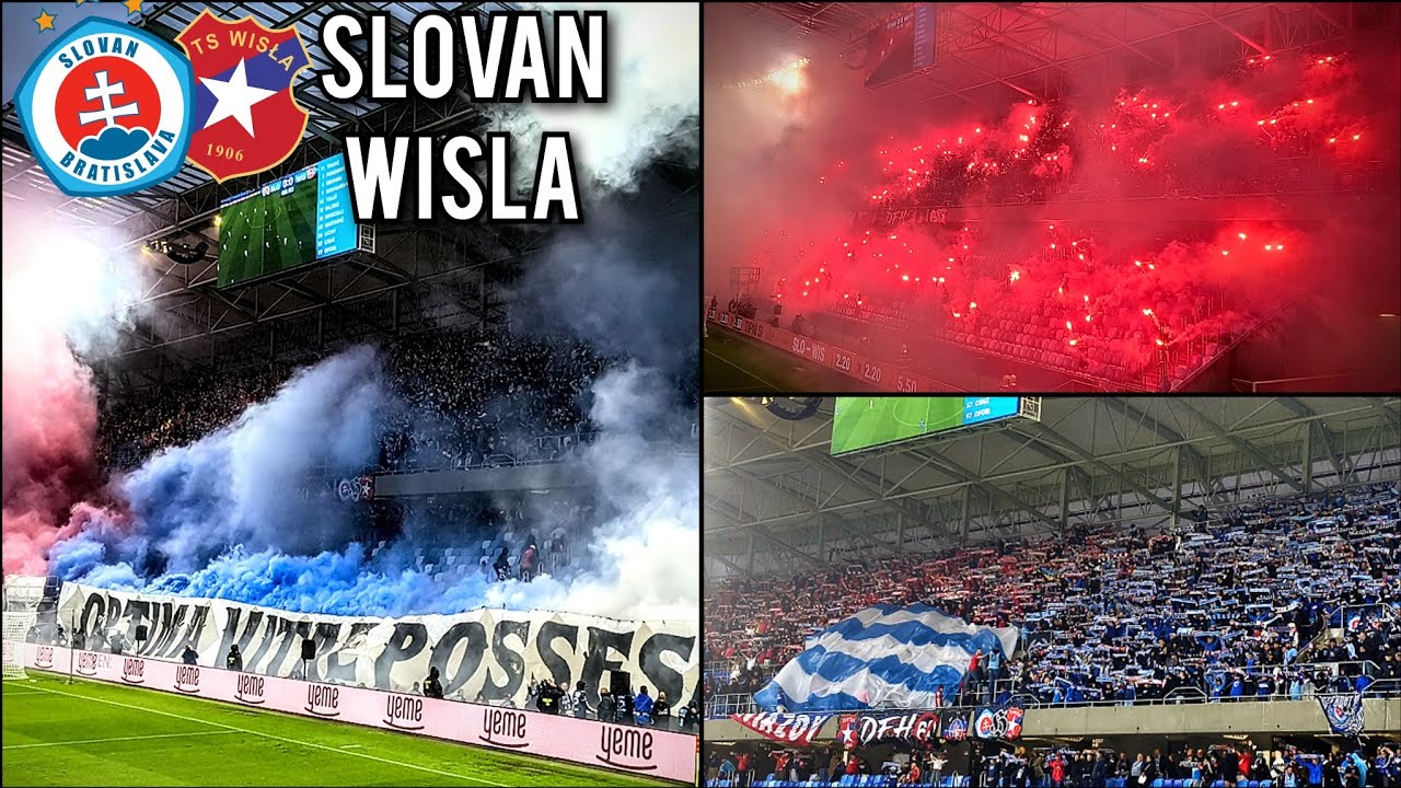 Slovan & Wisla - 2 pyroshow, spoločný kotol 🇸🇰✊🏻🇵🇱