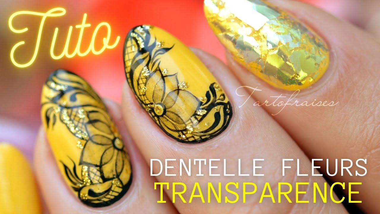 Tuto nail art dentelle et fleurs en transparence