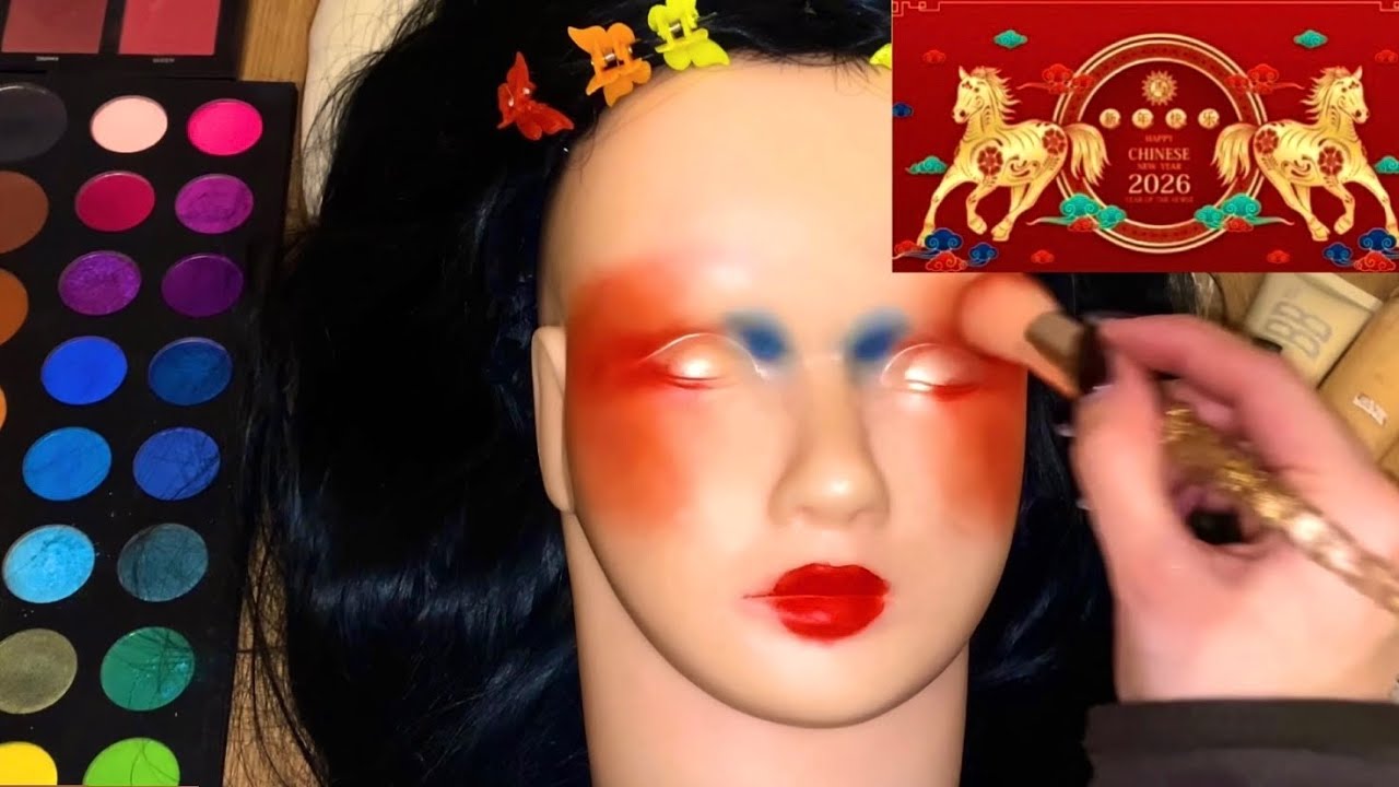 ASMR Make-up on Mannequin❤️‍🔥 (layered sounds, whispers)  