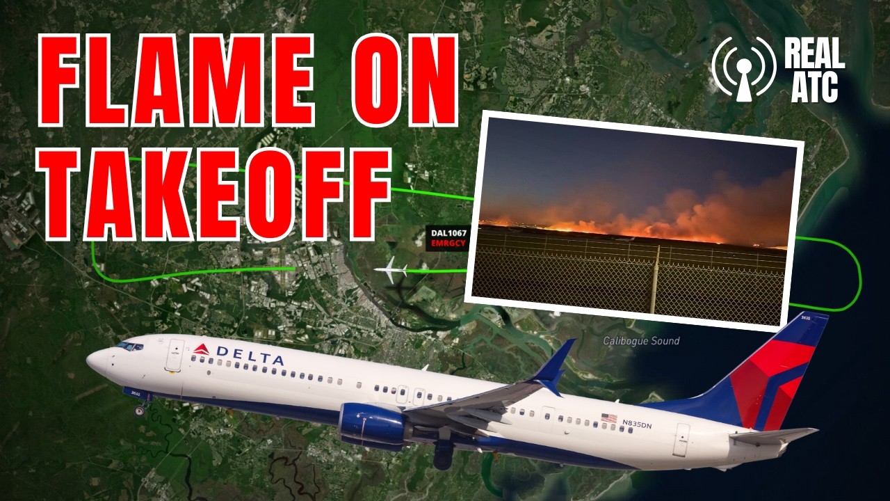 Большое пламя при взлете – аварийное возвращение Delta DL1067. Видео.