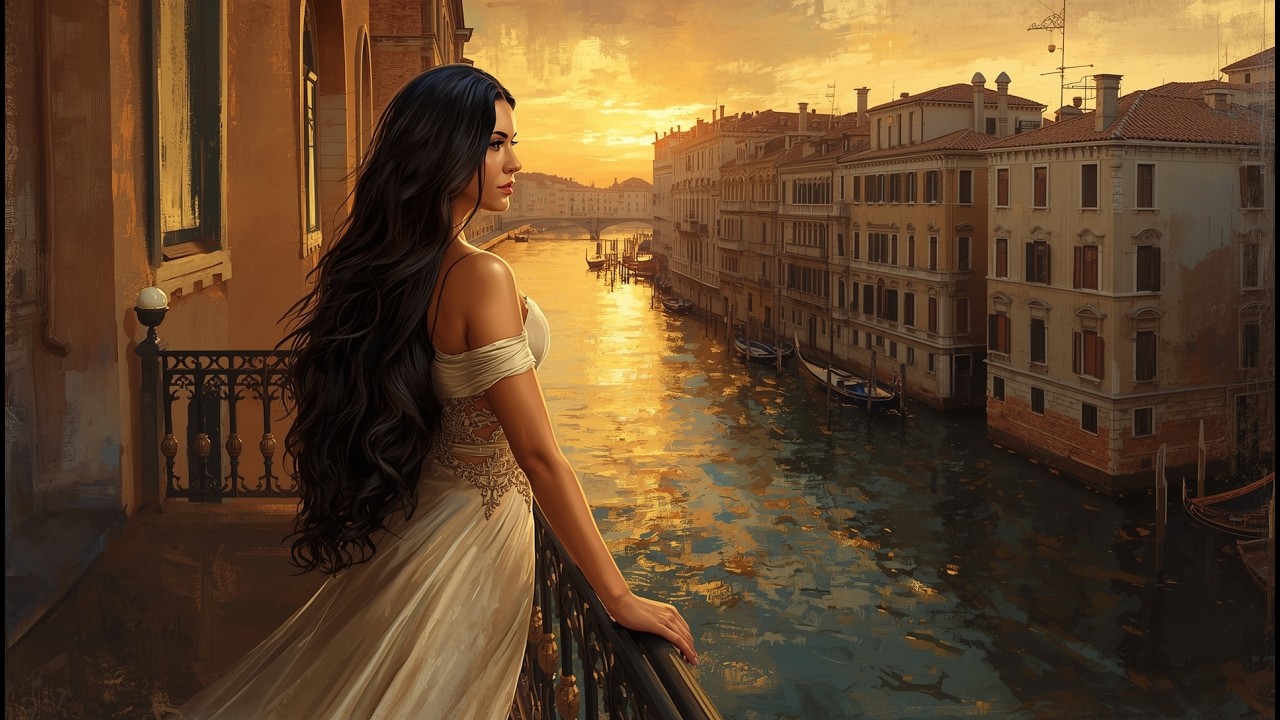 Venetian Golden Hour Muse 🌅 Romantic Balcony Over the Grand Canal | Cinematic Aesthetic Visual Poems