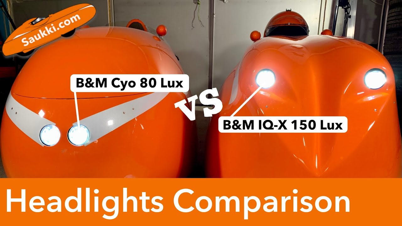 Velomobile Headlights Comparison || B&M Cyo 80 Lux vs. B&M IQ-X 150 Lux