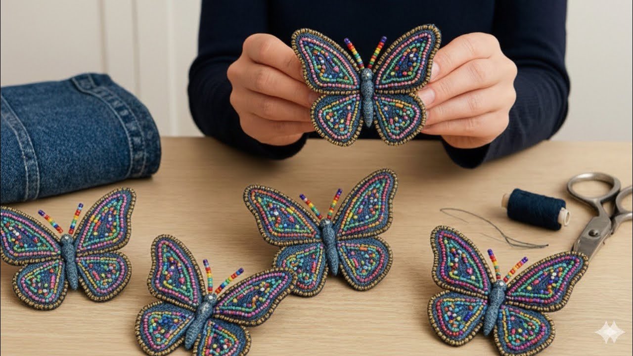 ✅DIY Denim Butterflies - 🦋 Upcycle Jeans into Gorgeous Decor 🦋