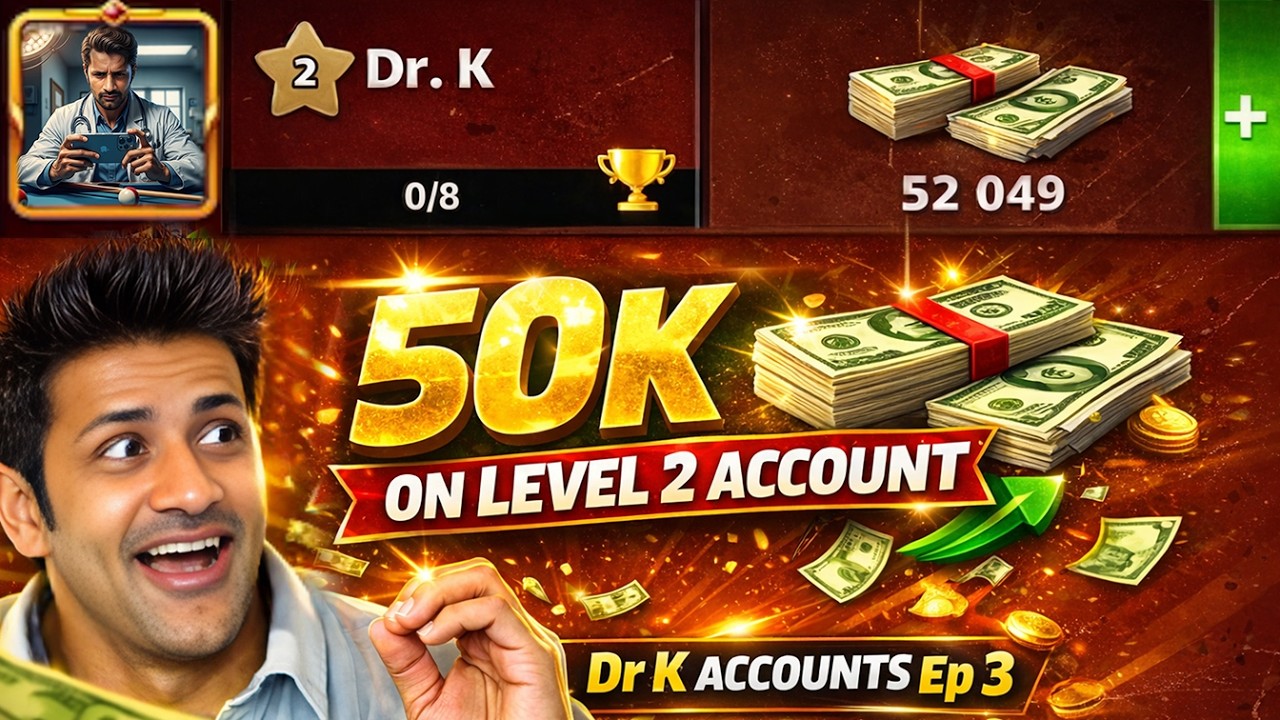 LEVEL 2 with 50K Cash & All Legendary Cues Maxed Level? 😱 8 ball pool Dr. K Ep#3