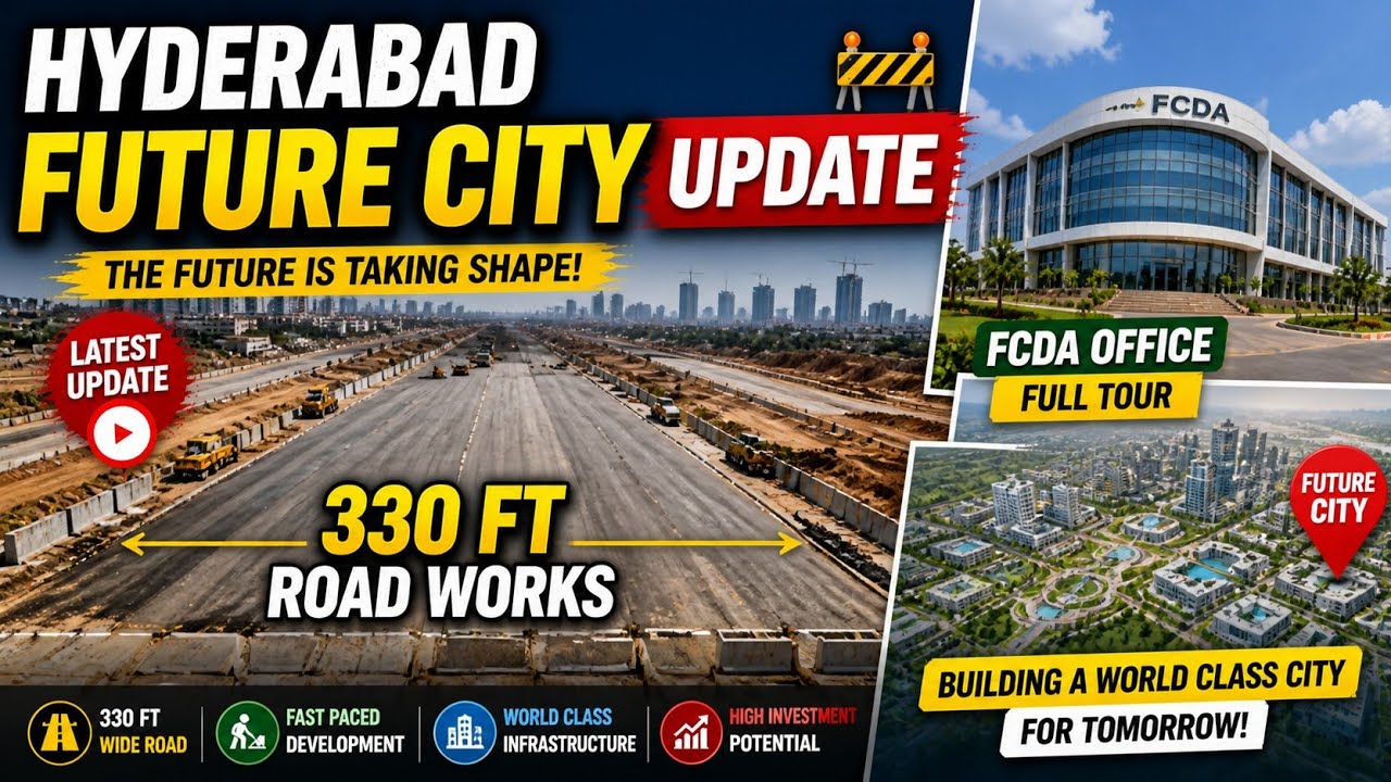 Hyderabad Future City Update 🚧 330 Ft Road Works | FCDA Office | #home  #propertyinvestment