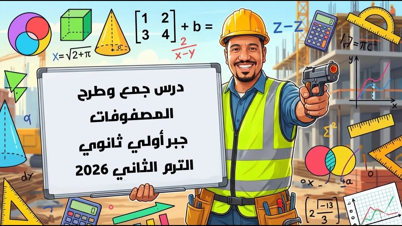 شرح درس جمع وطرح المصفوفات | أولى ثانوي - الترم الثاني 2026 (بأسهل طريقة!) 🔢✨