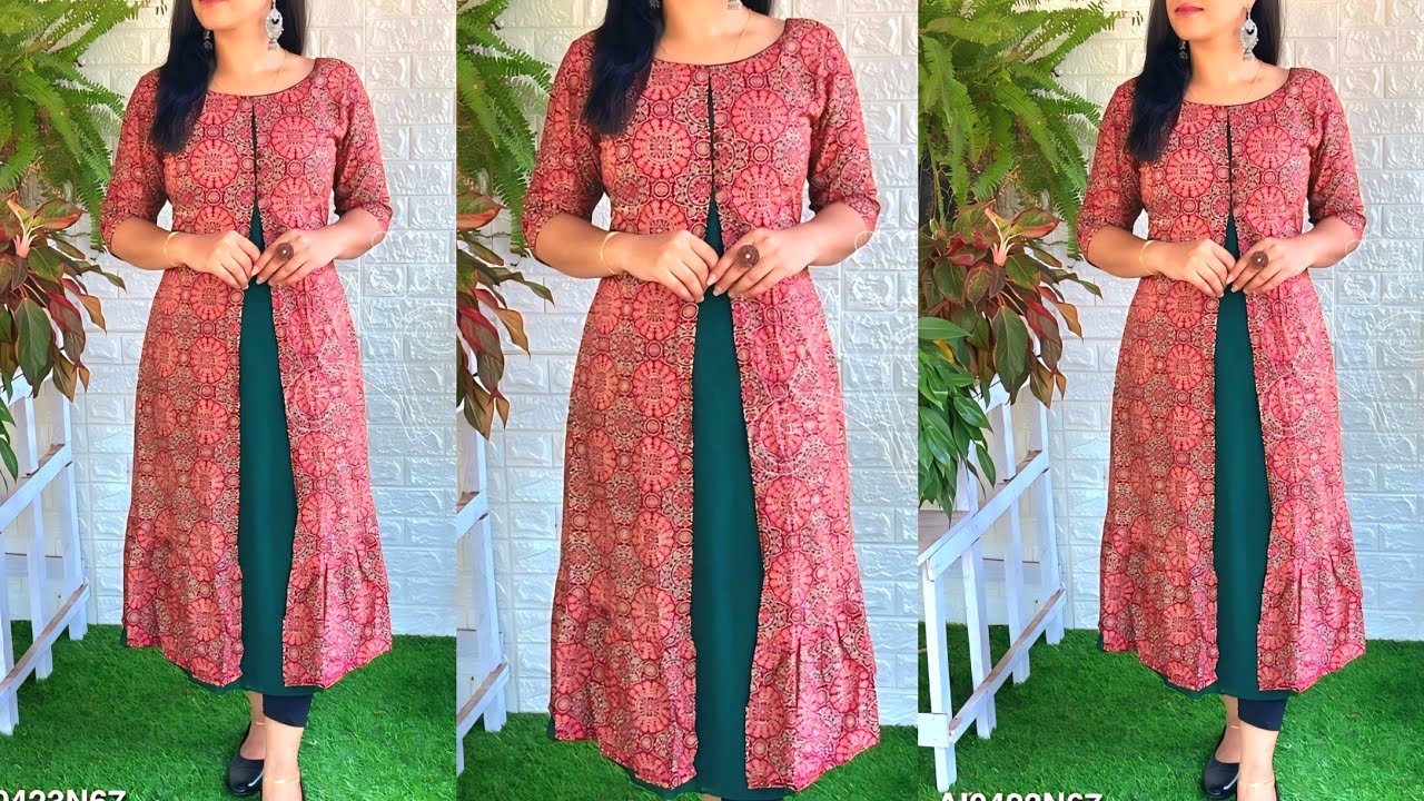 FRONT OPEN kurti cutting & stiching/frill kurti cutting/shrug pattern kurti/latest designer kurti