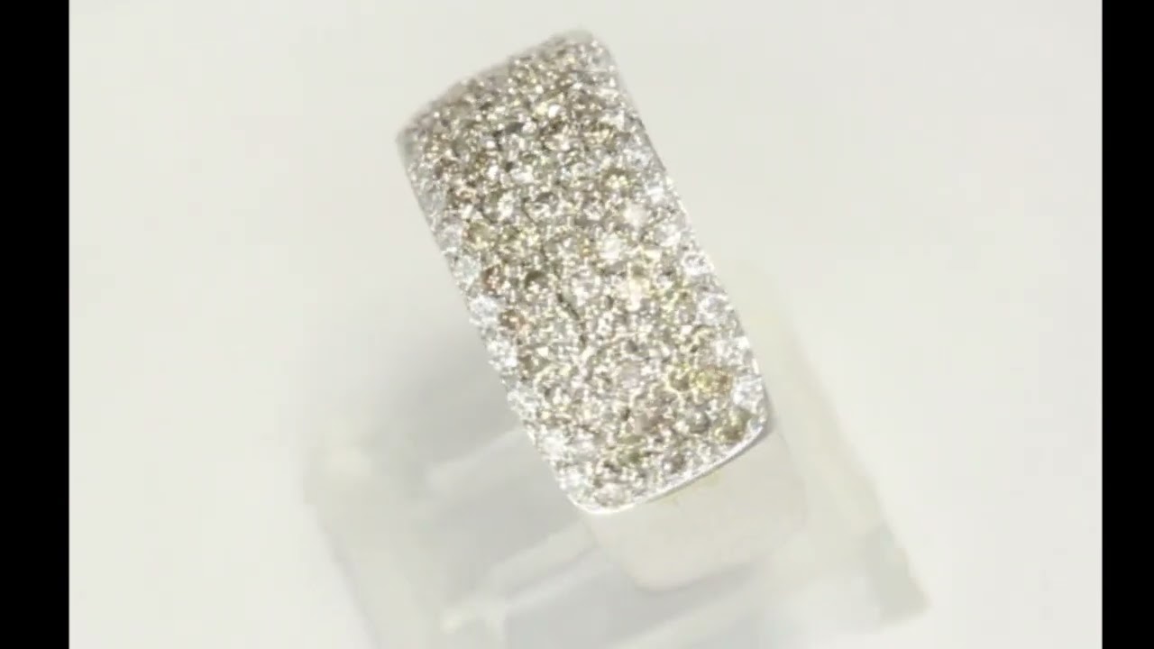 2.04CT VS Clarity White+Fancy Diamond Wedding Band Ring 14K WG 7.6GM 8 3/4 - 29925