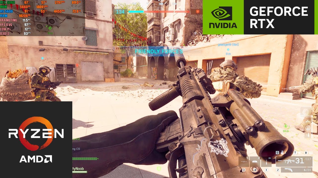 Battlefield 6 : RTX 5060 | Ryzen 5 5600 (1080P / DLSS Quality / Custom Settings)