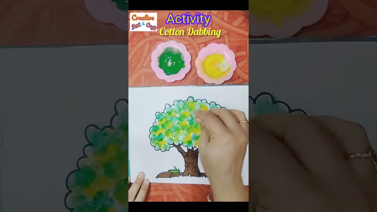 Cotton dabbing impression | how to do cotton dabbing painting | activity for kindergarten #shorts