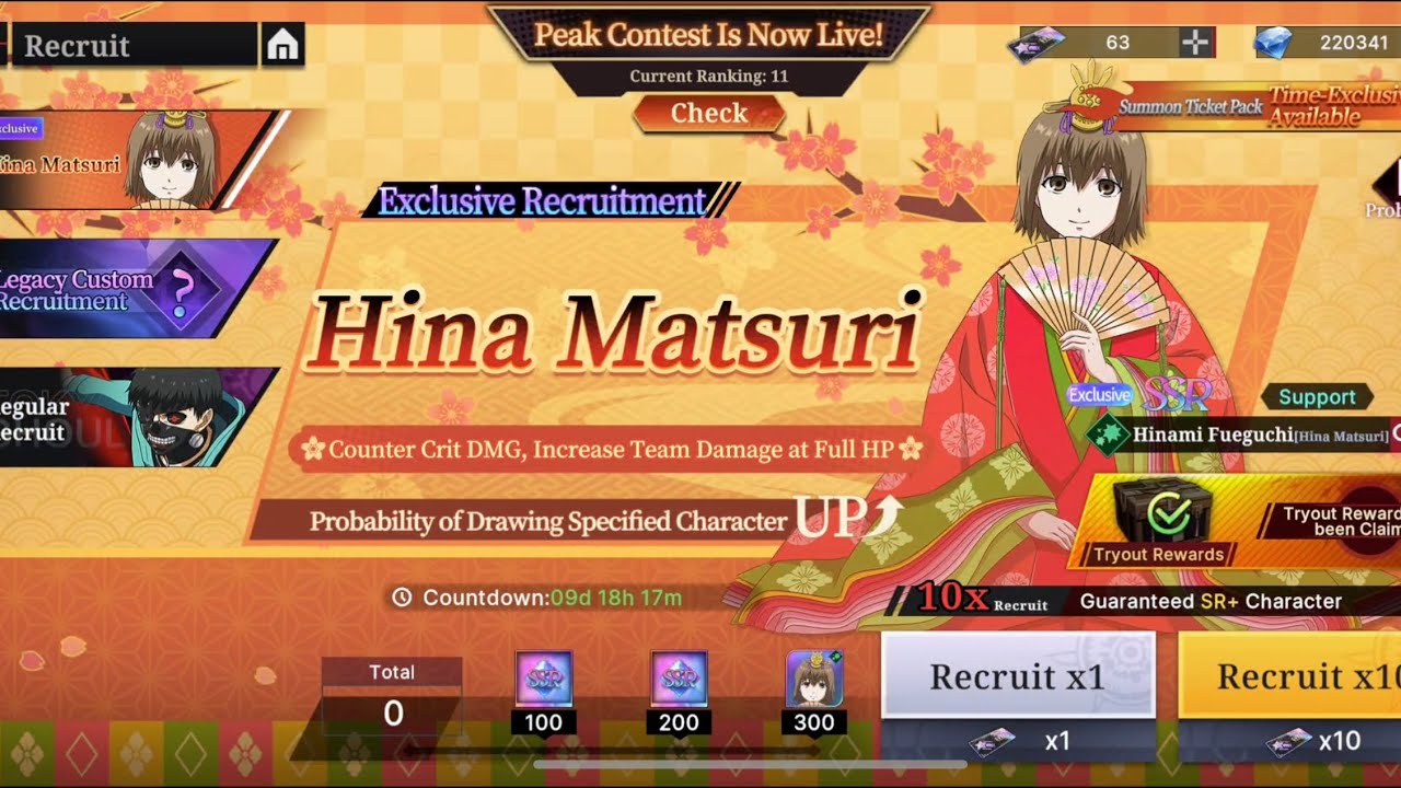 Summon - Up Hinami Fueguchi [Hina Matsuri] to 6* | Tokyo Ghoul: Break the Chains