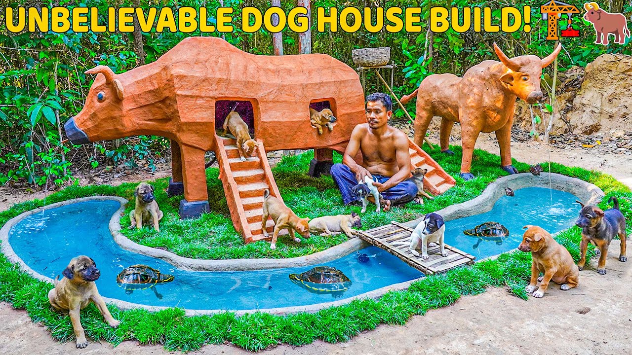 I Built a GIANT Bull House for Rescue Puppies! 🐂🏠🐶 Unbelievable Transformation!