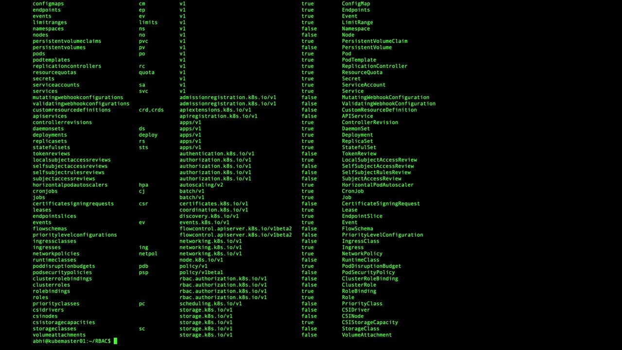 To list the Kubernetes RBAC rule verbs