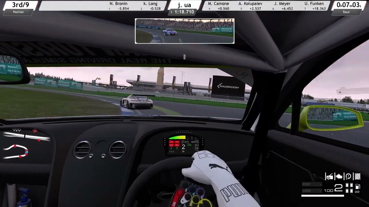 Ramdom race =) RaceRoomRacing (Hockenheimring) daily race on BENTLEY CONTINENTAL GT3