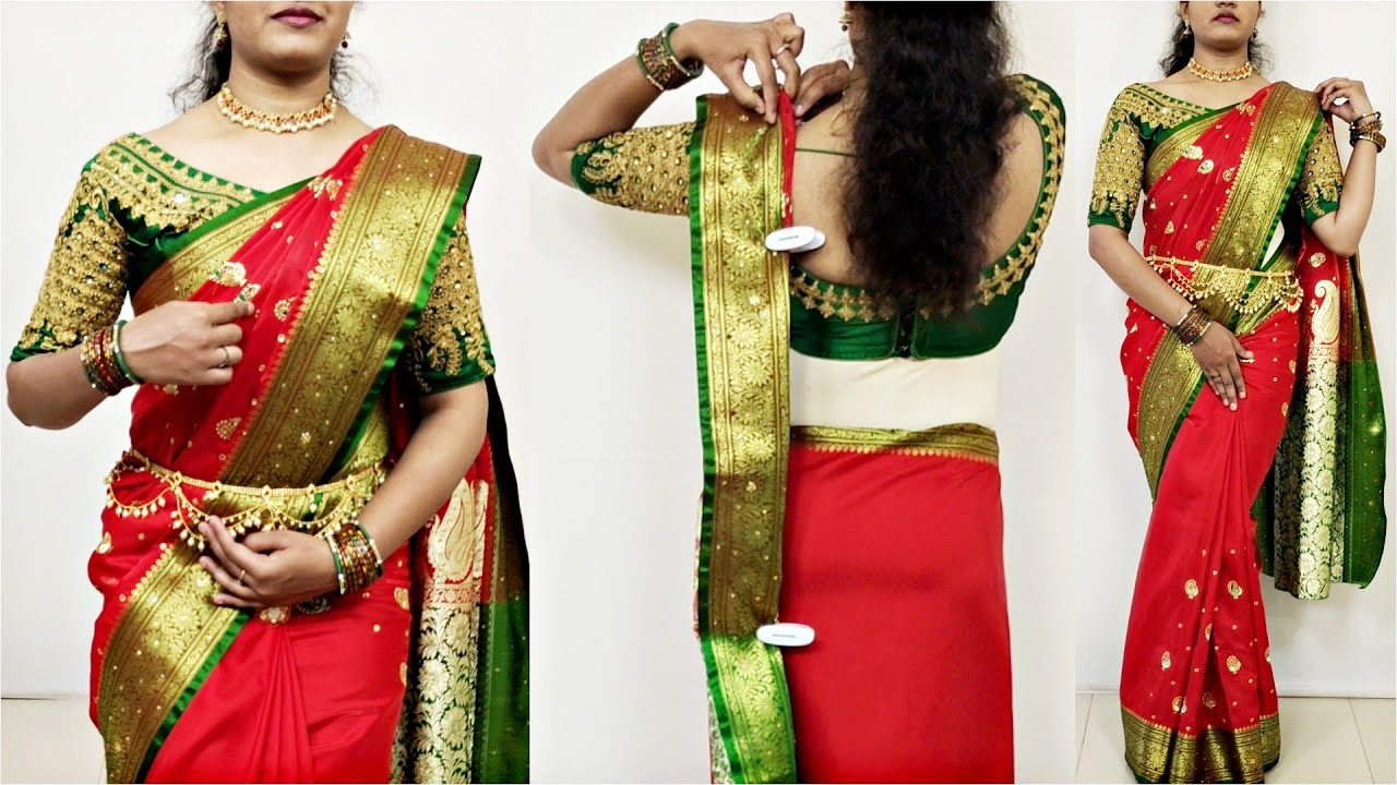 Beautiful silk saree draping for beginner step by step tutorial | today wedding saree draping