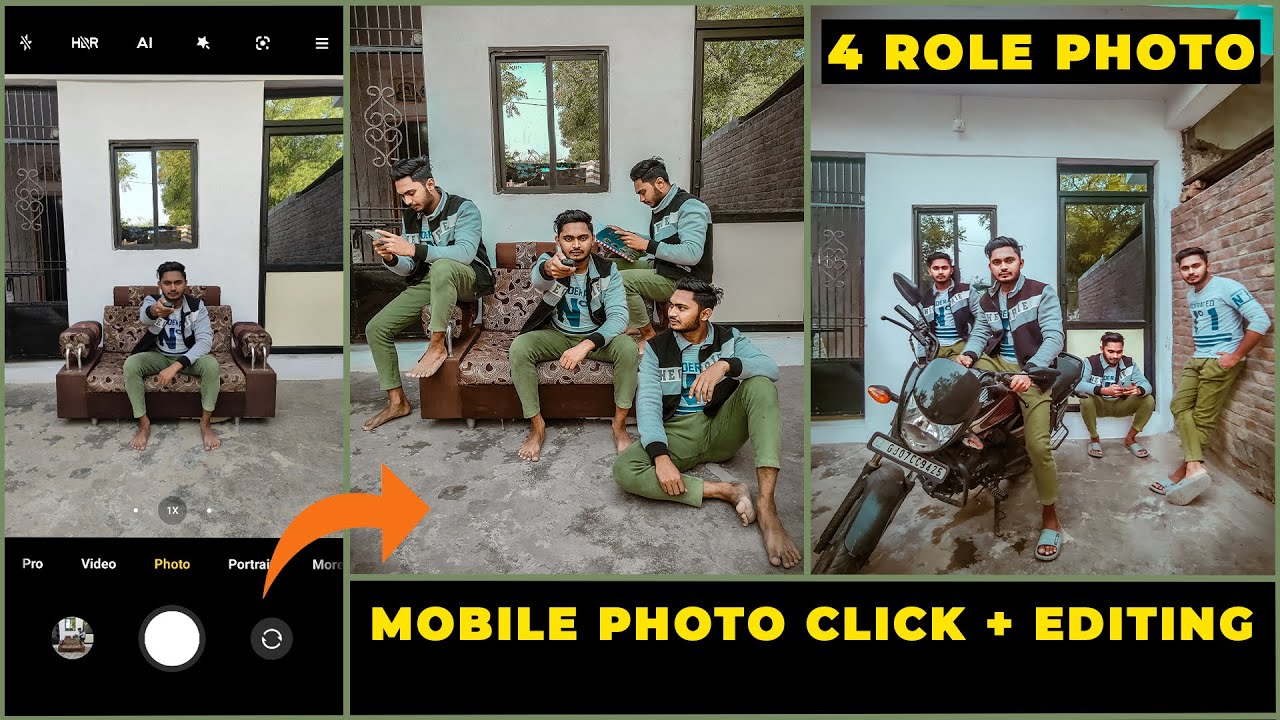 4 Role Photography Mobile Photoshoot, Editing | Double Role Photgraphy | SK Pixel
