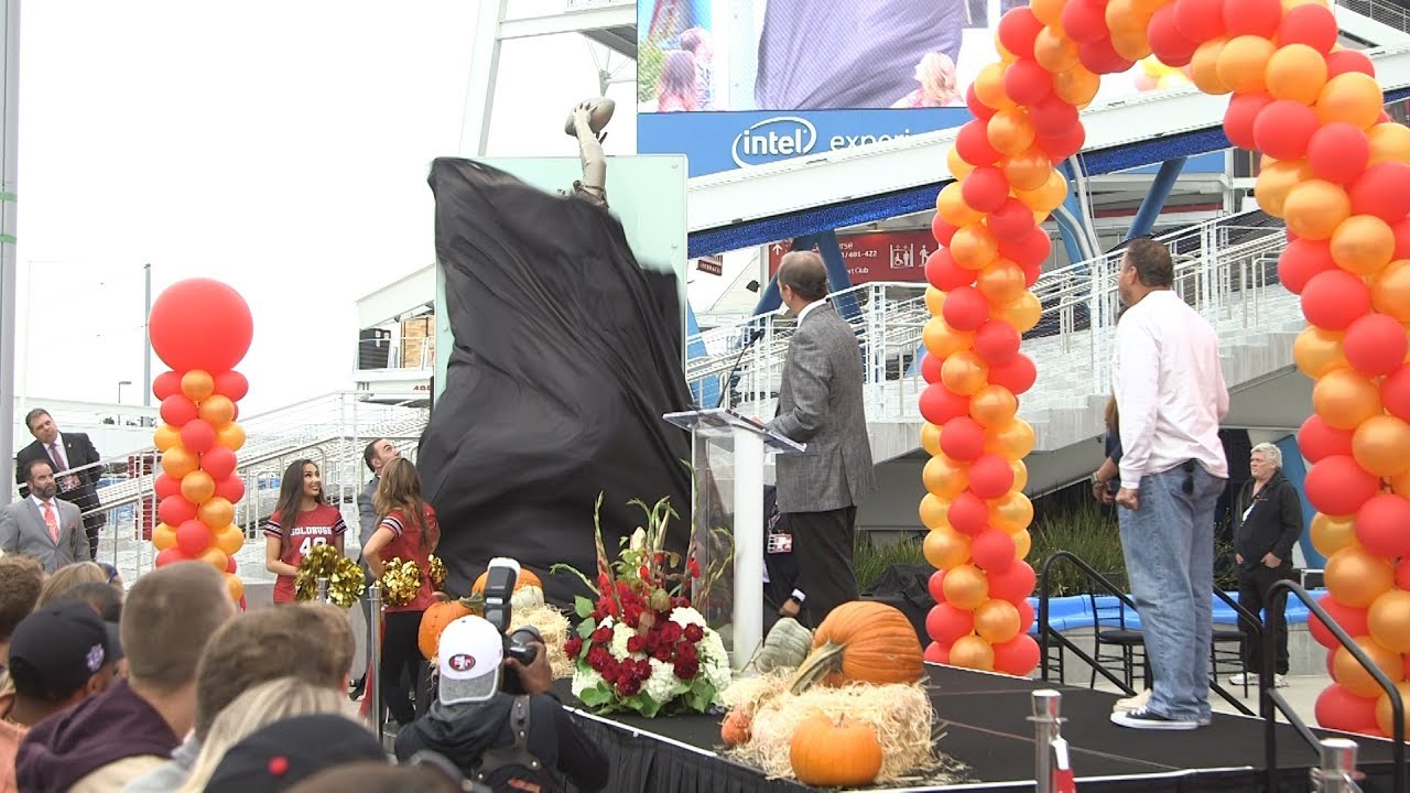 Statues of Dwight Clark and Joe Montana unveiled outside Levi's Stadium