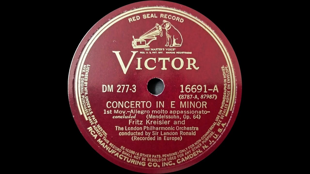 Kreisler plays Mendelssohn Violin Concerto (1935)