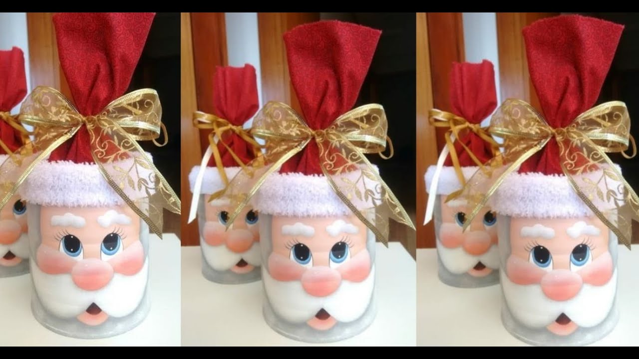 Artesanato com Lata   Papai Noel   Diy   Reciclagem