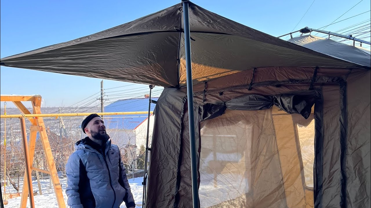 Шелтер Mivardi Base Camp XXL &mdash; реальный обзор зимой | Сборка при &minus;10&deg;C