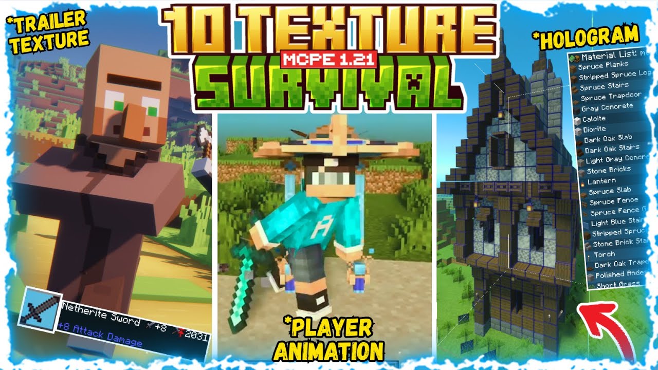 NO BEHAVIOR‼️ 10 TEXTURE PACK RINGAN YANG COCOK UNTUK SURVIVAL!! Support MCPE 1.21+
