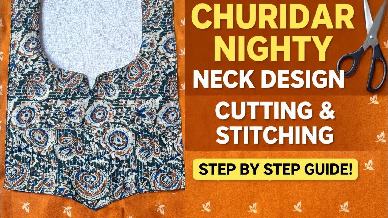 Easy Churidar / Nighty Neck Design Cutting |stitching  Malayalam 🪡 