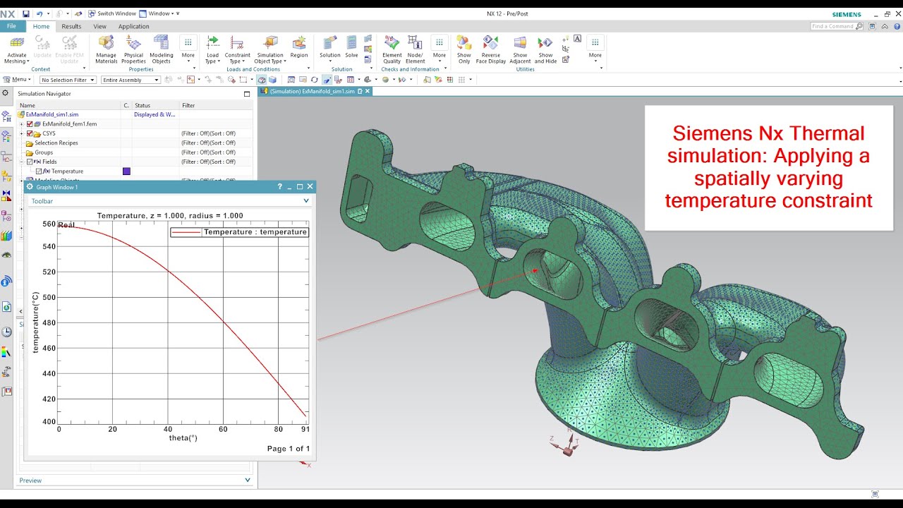 spatially varying temperature constraint in thermal simulation Nx Siemens | FEM tutorial Unigraphics