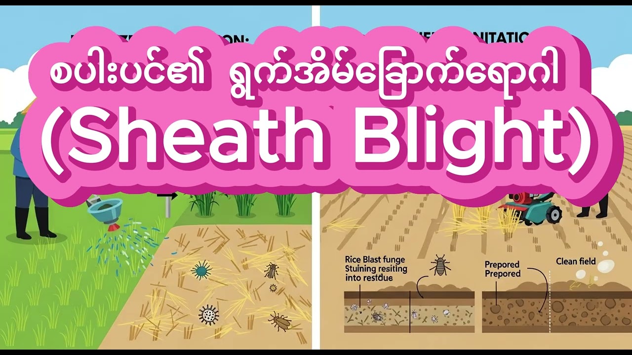 စပါးပင်၏ ရွက်အိမ်ခြောက်ရောဂါ (Sheath Blight)