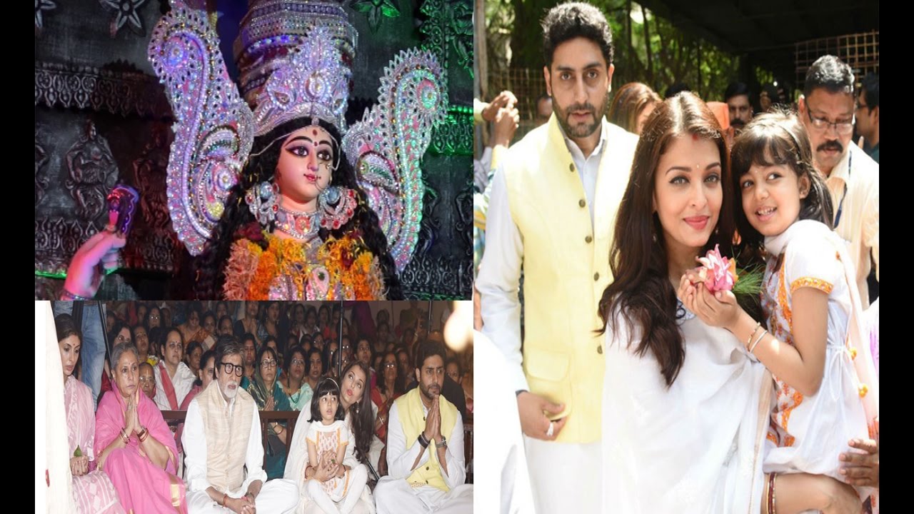 Amitabh Bachchan ,Aiswarya Rai Abhishek Bachchan and Jaya For Blessing Durga Puja 2016